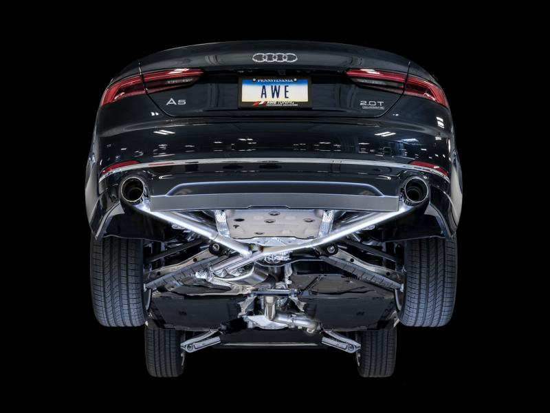 AWE Tuning Audi B9 A5 Track Edition Exhaust Dual Outlet - Diamond Black Tips (Includes DP)