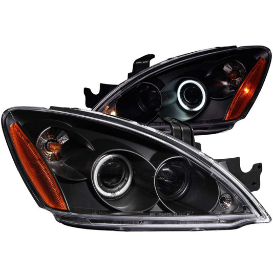 ANZO 2004-2007 Mitsubishi Lancer Projector Headlights w/ Halo Black (CCFL)