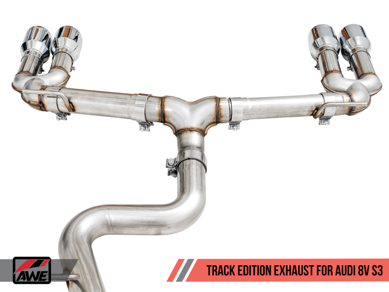 AWE Tuning Audi 8V S3 Track Edition Exhaust w/Chrome Silver Tips 102mm