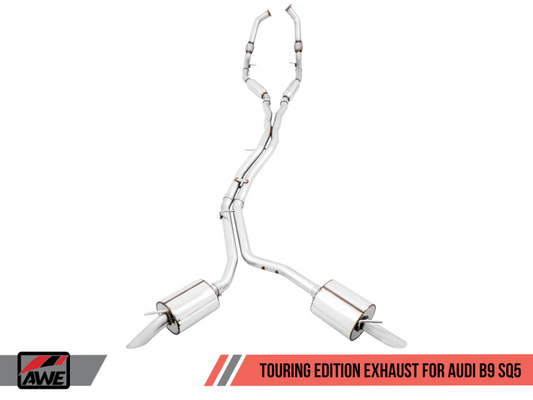 AWE Tuning Audi B9 SQ5 Resonated Touring Edition Cat-Back Exhaust - No Tips (Turn Downs)