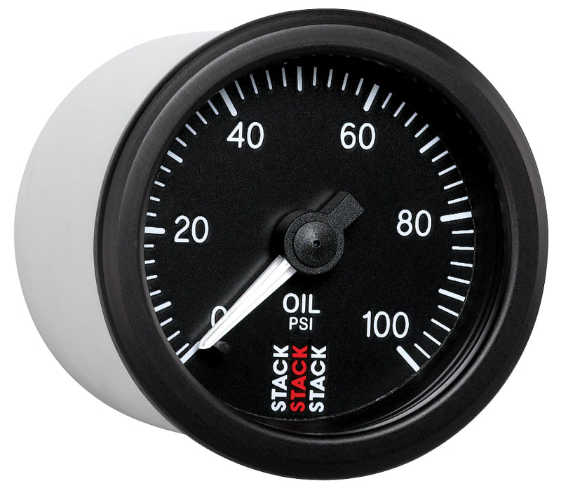 Autometer Stack 52mm 0-100 PSI 1/8in NPTF (M) Mechanical Oil Pressure Gauge - Black