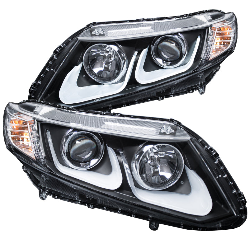 ANZO 2012-2015 Honda Civic Projector Headlights w/ U-Bar Black