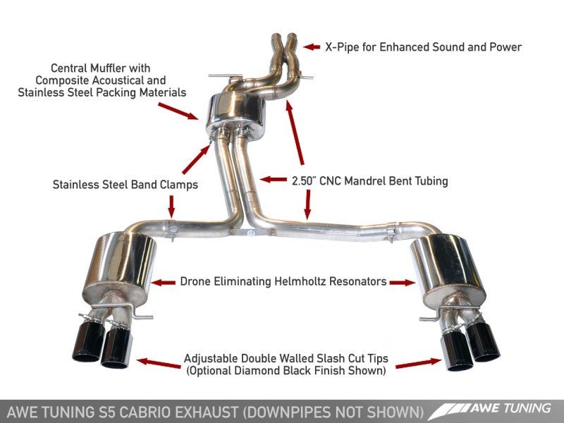 AWE Tuning Audi B8.5 S5 3.0T Touring Edition Exhaust System - Diamond Black Tips (90mm)