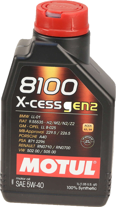 Motul 8100 X-CESS GEN2 Synthetic 5W-40 Motor Oil, 1 Liter - 109774