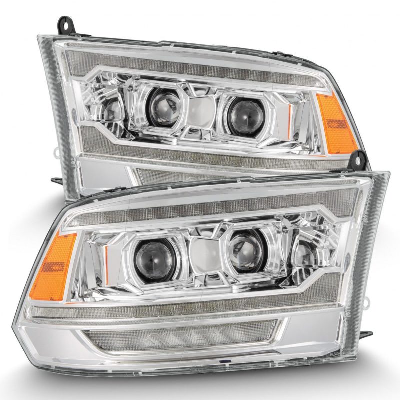 AlphaRex 09-18 Dodge Ram 2500 LUXX LED Proj Headlights Plank Style Chrm w/Activ Light/Seq Signal/DRL
