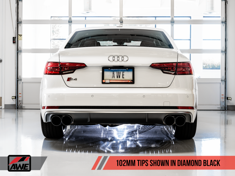 AWE Tuning Audi B9 S4 Touring Edition Exhaust - Non-Resonated (Black 102mm Tips)